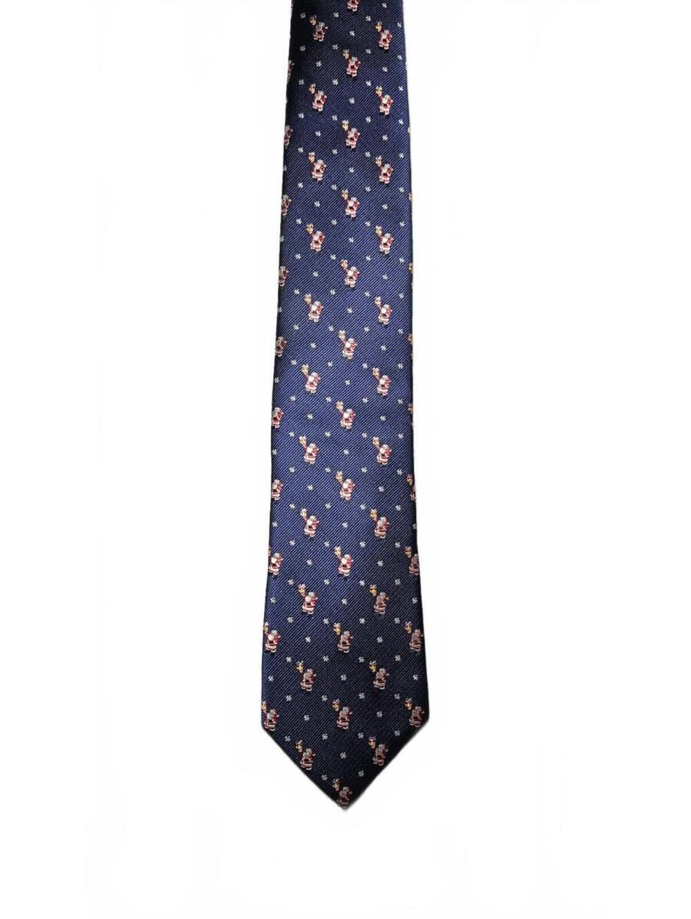 Knotty & Nice Santa Christmas Tie Navy Holiday Necktie